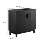 Modway - Miles 36" Vanette de salle de bain - Noir noir-Portes articulées