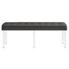 Modway - Loft Touffe Cuir végane Banc - Gris argenté-Capsules de pied non marquées