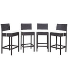 Modway - Convene 4 pièces Terrasse extérieure Coffret de pub - Espresso Blanc-Tissage en rotin synthétique