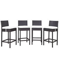 Modway - Convene 4 pièces Terrasse extérieure Coffret de pub - Espresso Blanc-Tissage en rotin synthétique