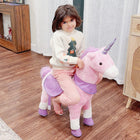Qaba - Licorne mécanique à bascule cheval de marche jouet - rose-Roues en PU durables qui ne rayent pas le sol 