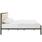 Modway - Mia Tissu Lit Queen, Brun beige-Assemblée requise