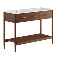 Modway - Zaire 48" Meuble de salle de bain à double lavabo - Blanc noyer-MDF et caoutchouc