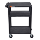 Luxor - Chariot utilitaire multimédia à trois plateaux plats de 34" H avec bloc d'alimentation Luxor ENDURA AV - 24" L x 18" P - noir-Il offre une capacité de poids totale de 300 lb, chaque plateau supportant jusqu'à 100 lb réparties uniformément