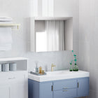 HOMCOM - Armoire à pharmacie murale avec miroir et deux portes - blanc-Équipé de charnières à amortisseur pour une fermeture douce de la porte   
