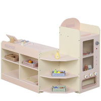 Qaba - Ensemble de jeu d’épicerie pour enfants avec caisse enregistreuse, distributeur automatique - rose-Conception intégrée avec accessoires qui stimule le jeu imaginatif loin des écrans 