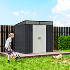 Outsunny - Abri de rangement extérieur 6,5 pi x 4 pi avec kit de fondation-2 fenêtres de ventilation pour garder l’intérieur sec et frais, 2 fenêtres transparentes pour une bonne transmission de la lumière
