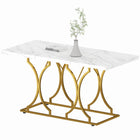 HOMCOM - Table à manger 59 po pour cuisine et salle à manger - blanc-Le piètement en métal à arcs croisés offre un support stylé et stable 