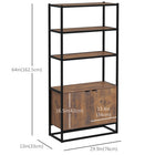 HOMCOM - Bibliothèque à 5 niveaux avec portes et étagères ouvertes - brun-Le placard inférieur peut être utilisé pour ranger des objets divers tels que serviette, tasse, etc