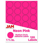 JAM Paper Sceaux autocollants ronds, 1 2/3 po dia., rose néon, 120/paquet-Étiquettes en cercle