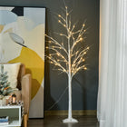 Outsunny - Arbre de bouleau lumineux 5 pi avec 58 LED et 8 modes d’éclairage - blanc-Avec un bouton séparé pour contrôler les modes d'éclairage 