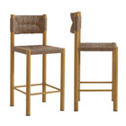 Modway - Parkland Terrasse extérieure Rotin et aluminium Tabourets de comptoir - Naturel - Ensemble de 2-Ensemble de 2 tabourets extérieurs pour le comptoir de la salle à manger