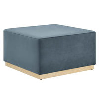 Modway - Tilden Grand velours de performance carré de 28 pouces Rembourré Ottoman - Cadet Blue Natural-Revêtement en velours de performance