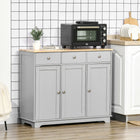 HOMCOM - Buffet 39,8 po L pour cuisine, gris-Convient à la cuisine, au salon, à la salle de bain pour ranger des ustensiles, de la papeterie ou des serviettes 