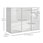 HOMCOM - Buffet haute brillance 41,75 po L avec 2 tiroirs et 3 portes - blanc-2 étagères réglables à l'intérieur de l'armoire de gauche pour différents besoins 