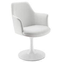 Modway - Lippa Salle à manger pivotante Cuir végane Fauteuil - Blanc blanc-Rembourrage en cuir végane