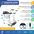 Mobile Patient Lift - Freedom Aqua - Soulève-patient de transfert imperméable sans sangle - portable-Réglage électrique de la hauteur du siège de 15,5 po à 23,5 po avec télécommande simple