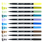 Tombow - Stylos à double pointe, couleurs échelle de gris, paq./10-Marqueurs à double pointe à base d'eau - les couleurs peuvent être mélangées