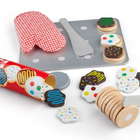 Melissa & Doug - Tranche & Cuite Cookie-Le set de nourriture coloré en bois comprend 12 biscuits tranchants, 12 garnitures, un couteau, une spatule, une plaque à biscuits et une gant de cuisine
