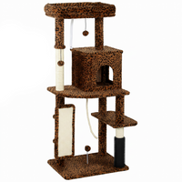 PawHut - Arbre à chat 52 po avec poteaux à griffer, lit pour chat, condo - motif léopard-Le centre de jeux garde les chats divertis et actifs  

