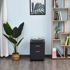 HOMCOM caisson mobile à 2 tiroirs verrouillable pour dossiers Letter/A4 avec roulette supplémentaire - noir-Fabriqué en panneau MDF de grade E1, verre trempé et acier   
