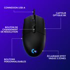 Logitech - Souris de jeu RVB programmable  G203 Prodigy - noire-Connexion par USB type A. longueur du câble: 2,1 m	