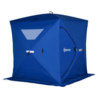 Outsunny - Tente De Pêche Sur Glace Pop-Up 2-4 Personnes, Abri Portable Avec Fenêtres Coupe-Vent - Bleu-Assez d'espace pour accueillir jusqu'à 4 personnes 
