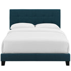 Modway - Amira Tissu rembourré Lit simple, Azure-Cadre en bois / lattes LVL / Tête de lit en MDF