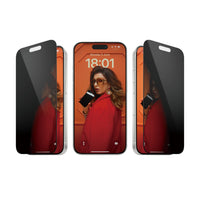 PanzerGlass - Protecteur d'écran de confidentialité pour iPhone 15 Pro - Noir-Un protecteur d'écran compatible avec les étuis en verre trempé plat