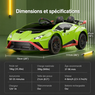 Gyrocopters - Voiture électrique pour enfants sous licence Lamborghini - Double moteur 12 V - Avec musique et télécommande - Vert-9