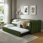 Modway - Veyla Chenal Touffé Performance Velvet Lit de jour jumelle avec Trundle, Vert mousse-Roule-poussoir avec roulettes