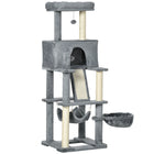 PawHut - arbre à chat 55 po pour chats d’intérieur, centre d’activités avec balles suspendues, condo, hamacs, lit, rampe - gris-Les poteaux en corde de sisal répondent au besoin de griffer et de creuser de vos chats 