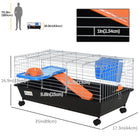 PawHut - Cage pour lapin, cochon d’Inde, furet, rat, hamster 35 po L - noir-Avec une grande porte avant et une porte supérieure pour un accès facile à l’intérieur de l’enclos pour petits animaux 