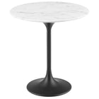 Modway - Lippa Rond de 20 po Faux marbre Table d’appoint - Noir Blanc-Table d’appoint moderne