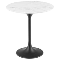 Modway - Lippa Rond de 20 po Faux marbre Table d’appoint - Noir Blanc-Table d’appoint moderne