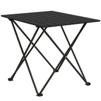 Outsunny - Table de camping pliante 22 po pour camping, pique-nique, randonnée, barbecue, pêche, noir-Le cadre en métal assure une durabilité et un soutien durables  