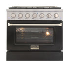 Kucht - 36 po Série KNG Cuisinière Pro Style au gaz naturel - Acier inoxydable/Noir-Cuisez et pâtissez comme un pro grâce au four à convection extra-grand offrant une capacité de 4,2 pi³, une configuration à cinq grilles et une vaste fenêtre d’observation