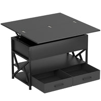 HOMCOM - Table basse relevable avec compartiments cachés - noir-Le plateau se soulève et s'étend, permettant de passer facilement entre différents modes fonctionnels