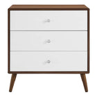 Modway - Transmit 3 tiroirs Poitrine, Blanc noyer-Construction en panneaux de particules et bois