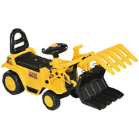 Aosom - Excavatrice pour enfants avec pince - jaune-Équipé d’un véritable bouton sonore pour plus de plaisir 