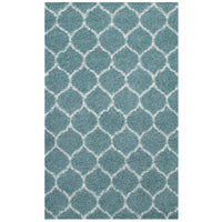 Modway - Solvea Treillis marocain Tapis Shag de 8 pi l x 10 pi L - Bleu aqua et ivoire-Tapis marocain à treillis shag
