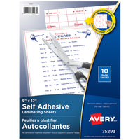 Avery - feuilles à auto plastification - 9 po x 12 po - 2 mil-Comprend 10 feuilles de plastification autoadhésives