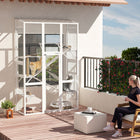 PawHut - Enclos extérieur pour chat avec 6 plateformes de saut - blanc - 63,8 po L x 24,2 po l x 99,2 po H-Grande porte avant et deux portes latérales pour faciliter l’accès et l’entretien 