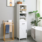 Kleankin - Armoire de salle de bain autoportante avec étagère à 3 niveaux, placard et tiroir - blanc-Étagère réglable pour répondre à vos différents besoins de rangement   
