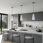 Modway - Beacon 1-Lumière Lumière suspendue - Laiton satin opale-Abat-jour en cône de verre