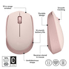 Logitech - M171 Souris Sans Fil pour PC, Mac, Ordinateur portable, 2,4 GHz avec Mini-récepteur USB - Rose-M171 comprend du plastique recyclé post-consommation certifié, au moins 59% pour les modèles Black, Blue/Black, Red/Black, Black/Grey, Grey/Black, Off-White et 38% pour Rose et Blue Gray