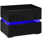 HOMCOM - Table de nuit LED avec 2 tiroirs - noir-Le style moderne met en valeur la décoration de votre maison