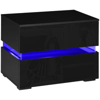 HOMCOM - Table de nuit LED avec 2 tiroirs - noir-Le style moderne met en valeur la décoration de votre maison