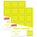 JAM Paper Étiquettes adresses carrées, 2 x 2 po, jaune néon, 240/paquet-Expédition d’étiquettes d’adresse