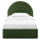 Modway - Solana Arqué Performance Velvet Lit à plateforme jumelle, Vert mousse-Cadre de plate-forme
